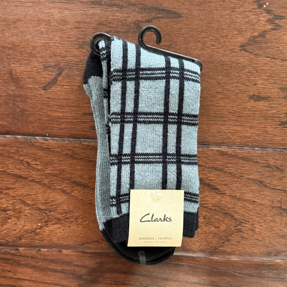 Clarks Black and Gray Plaid Socks